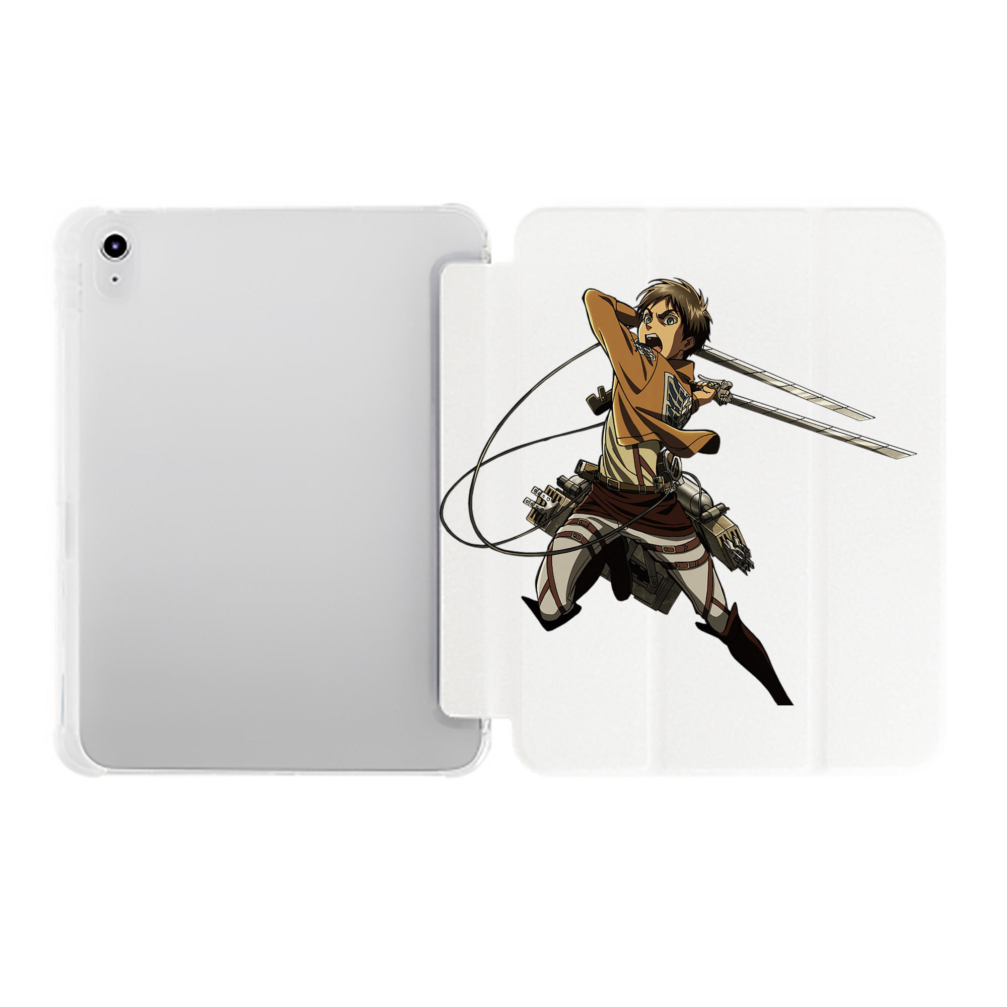 （画像用） 進撃の巨人 エレン･イェーガー Attack on Titan Eren Jäger IPad ケース ペン収納付き 三つ折りスタンド PUレザー×シリコン 対応機種9.5/10.5/10.9インチ